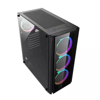 Boîtier PC d'ordinateur de jeu à refroidissement par eau RGB Gamer Verre trempé Panneau latéral PC Usb Plastique Alliage d'aluminium Stock Mid Tower Desk