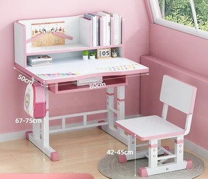 Ensemble table et chaise d'étude ergonomique pour enfants, réglable en hauteur, moderne, dessin animé, pour <span class=keywords><strong>chambre</strong></span> d'enfant, salon, en bois MDF et métal - Product Image 3