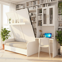 Lit mural multifonctionnel Murphy dissimulé, canapé-lit invisible pliable, bureau, armoire, lit king size illusion, cadre moderne en bois et acier