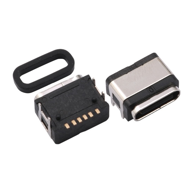 Wholesale JBL-jinbilai Customizable Waterproof Female USB Type-C Receptacle 6-Pin Board H4.6 Dip Connector Stainless Steel Gold