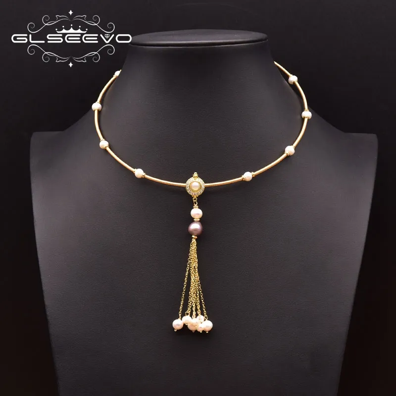Natural Freshwater Pink Baroque Pearl Necklace For Woman Handmade Tassel Pendant Chain Style Vintage Jewelry Wholesale