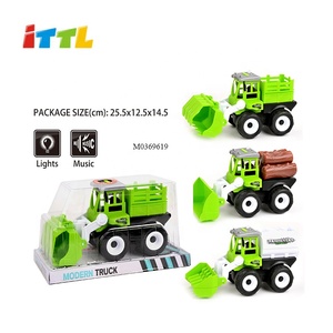 Divertido Die Cast Farm Horse Animal Friction Trailer Vehicles Toy Set Tractor Bulldozer Camión mezclador con animales para niños Regalos - Product Image 2