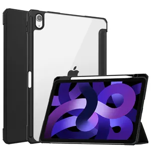 New Nice Quality Acrylic Soft TPU Trifold Case For Ipad Air 11 2024 Kickstand Cover With S Pencil Holder