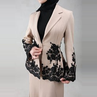 Ensemble Abaya et jupe longue en dentelle noire Loriya, élégant et modeste, pour mariage islamique, soirée, sur mesure pour femmes musulmanes, Dubaï