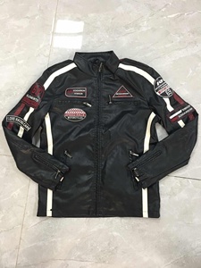 جاكيت بولي يوريثان (PU) لسباقات الدراجات النارية للرجال، معطف جلدي مبطن بقسم رفيع، جاكيت بتصميم تصادم الألوان من Sehe Fashion - Product Image 6