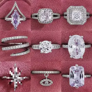 Anelli <span class=keywords><strong>di</strong></span> lusso leggeri <span class=keywords><strong>di</strong></span> vendita calda <span class=keywords><strong>fedi</strong></span> nuziali popolari in ottone anelli <span class=keywords><strong>di</strong></span> diamanti con zirconi brillanti per il fidanzamento delle donne - Product Image 2