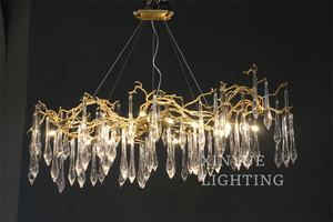 Oval uzun pirinç avize kolye işık sıcak satış pirinç kolye lamba bakır kristal kolye işık üflemeli cam avize - Product Image 3