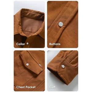 Custom Men's Casual Western Long Sleeve Shackets Corduroy Button <b>Down</b> Jackets with 2 Flap Pockets ASIN B0CVS117ZB - Product Image 2