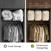 SHIMOYAMA roi/reine pliable couette organisateur sacs de rangement en toile souple avec fermeture éclair poignées de transport pour le stockage de garde-robe