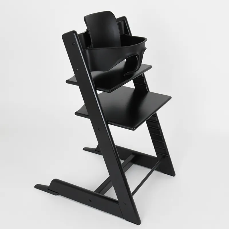 Cadeira de alimentação de madeira sólida, cadeira alta ajustável de madeira sólida