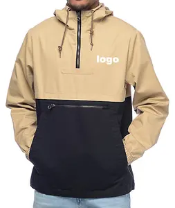 Factory Outlet Lightweight Hood Jacket Half Zip Windbreaker Varsity Jacket