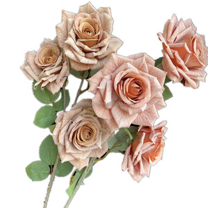 Rama de flor rosa con serigrafía artificial de 67cm de largo, 3 cabezas para graduación de Navidad, decoraciones de Pascua PARA EL Día DE LA Madre - Product Image 2