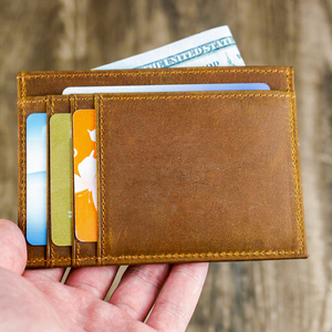 Genuine Leather Custom Logo <b>Card</b> Holder Slim RFID Blocking <b>Men</b> Women Credit <b>Card</b> Case Small Business <b>Wallet</b> LCH-0152 - Product Image 1