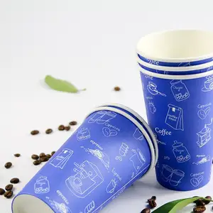 Wholesale 6oz 8oz 12oz Disposable Customized And Printed Single Wall PE Coated Paper Cups With Lids For Beverage
