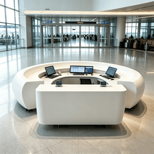 Mostrador de Recepción para Aeropuerto de Superficie Sólida Acrílica de Grado Ingeniería, <span class=keywords><strong>Precio</strong></span> de Fábrica al por Mayor - Product Image 4