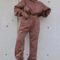 Survêtement personnalisé survêtement vieilli ensemble 2 pièces pour femmes sweats à capuche lourds pantalon de survêtement à jambe droite ensemble pour femmes