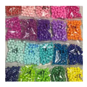 Colorful 15mm Baby round silicone beads for jewelry making Toddler teething soft silicone loose beads for pen making
