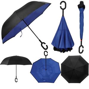 Parapluie inversé manuel personnalisé de 24 pouces, double couche, réversible, coupe-vent, pliable, avec poignée en C - Product Image 4
