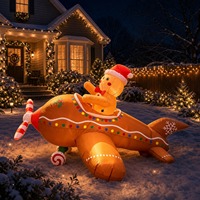 Décoration de Noël créative transfrontalière : Bonhomme en pain d'épices volant en avion, moule gonflable pour cour et pelouse