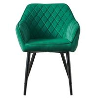 Chaise de salle à manger nordique de luxe moderne en cuir, tissu ou velours vert, bleu ou gris, avec pieds en métal, pour la maison, le bar et la salle de sport