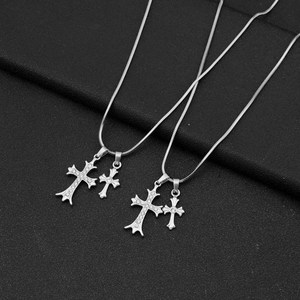 Hot Selling Minimalist Exquisite <b>Titanium</b> Steel Double Cross Pendant Necklace Personalized Men's Necklaces Fashionable Jewelry - Product Image 1