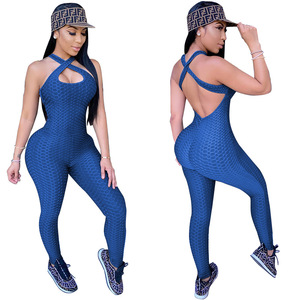 Aoyema Custom Cross Back Bubble Plus <strong>Size</strong> XS-5XL <strong>Jumpsuit</strong> <strong>14</strong> Colors Sleeveless Tiktok Hot Leggings Cami <strong>Jumpsuit</strong> - Product Image 2