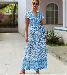 2024 nouvelle robe pour femmes avec décoration plissée col en v mi-taille jupe longue minceur couverture Sexy en Europe royaume-uni - Product Image 6