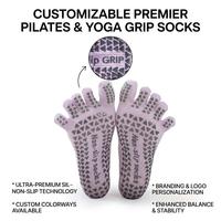 Chaussettes antidérapantes côtelées en coton à cinq doigts avec logo personnalisé, idéales pour le Pilates, la barre, le yoga et le Reformer pour femmes