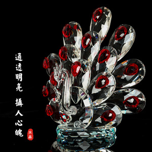 Ornement décoratif pour la maison en cristal de paon, cristal rouge, design moderne, décoration d'entrée, bureau, cadeau pour la fête des mères - Product Image 1