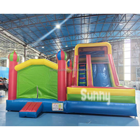 Maison de rebond gonflable de 20x20 pieds/6x6m avec toboggan commercial château de saut à sec humide videur gonflable combo toboggan location de fête