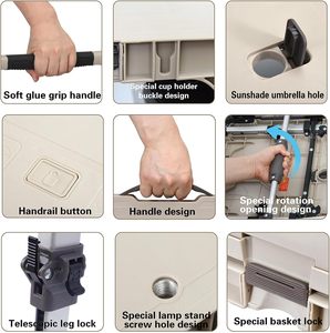 Chariot <span class=keywords><strong>de</strong></span> <span class=keywords><strong>camping</strong></span> pliable 3 en 1 en aluminium durable PP TPR avec pieds réglables en hauteur pour une utilisation en extérieur - Product Image 5