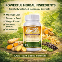 Complément Alimentaire Herbal Moringa Curcuma Gingembre Boswellia Capsules Soutien Immunitaire Antioxydant Énergie Soutien Énergétique Sureau Réglisse 60
