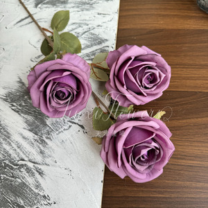 Fleurs artificielles en soie Jinxi Carola Rose, 3 têtes, décoration de mariage et de maison - Product Image 4