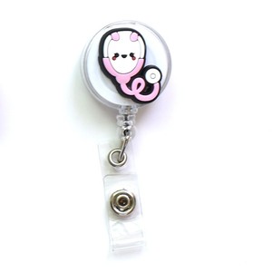 Porte-badge rétractable personnalisé en PVC et caoutchouc avec clip ceinture pour stéthoscope, <span class=keywords><strong>ECG</strong></span>, pilules, brosse à dents, etc. - Product Image 1