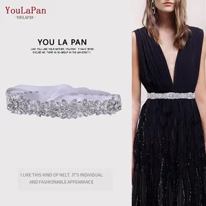 YouLaPan S48 nuova fascia di perle di strass scintillanti, cintura per abiti da festa taglie forti In colori opzionali, cintura per abito da sposa da sposa
