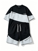 Ensemble deux pièces d'été pour homme, t-shirt et short color block, ensemble oversize patchwork à manches courtes, survêtement décontracté streetwear