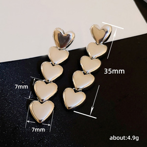 Orecchini a perno lunghi a cuore in metallo, gioielli da orecchio minimalisti chic in stile freddo per donna, da indossare tutti i giorni, per vacanze, feste, regalo - Product Image 5