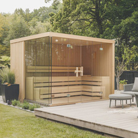 Sauna Exterior Moderna de Madera Sólida Hemlock, 3x2x2m, para 4-6 Personas, Resistente a la Intemperie, para Gimnasio y Villa