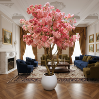 Arbre de cerisier artificiel rose de qualité supérieure avec tronc en bois - Faux magnolia pour la décoration de la maison, de l'hôtel, du restaurant et du bureau