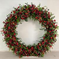 T-FT019 Ventes Flash Arche Florale Ronde 2x2m pour Mariage, Décoration de Cérémonie avec Arrangements en Soie Artificielle Blanche et Verte