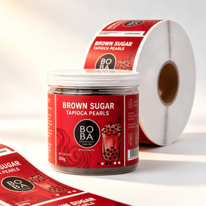 Wholesale Glossy Red Food‑Safe <b>Roll</b> Labels Vivid Print Bubble Tea Shop Boba Jar Adhesive <b>Stickers</b> For Beverage Ingredient Canist - Product Image 4