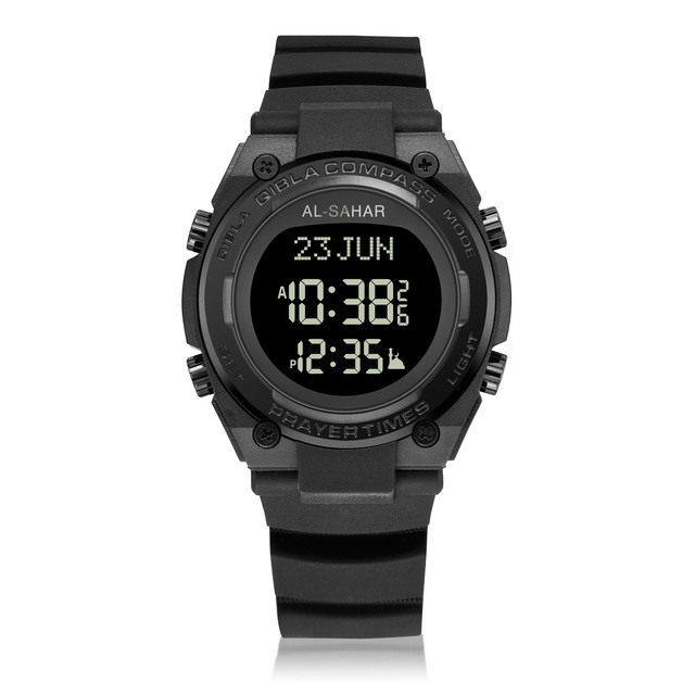 2024 New Arrival AL SAHAR Digital Sport Azan Watch Alarm AL FAJR Prayer Times Muslim Islamic Arabic Dial Qibla Clock AS-Q017