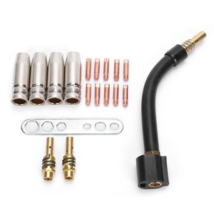 10 Contact Tip 4 Tips Diffuser 2-توصيل قضيب شعلة الرقبة مجموعة مفاتيح لمصباح اللحام MB15/15AK MIG - Product Image 1