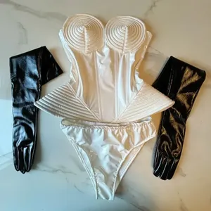 Shapewear en cuir verni blanc vintage et à la mode pour les bars, les boîtes <span class=keywords><strong>de</strong></span> nuit, les fêtes et les spectacles - Product Image 3