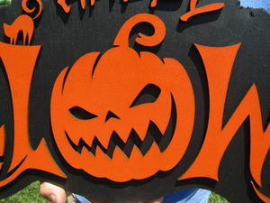 202509 Halloween Jack O Lantern Spooky Forest Black Cat Prop Madera Otoño Decoración Signo Haunted Grave Yard Theme - Product Image 6