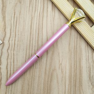 Stylo publicitaire rotatif en métal avec cristaux multicolores, personnalisable avec logo, pour commandes en gros - Product Image 1