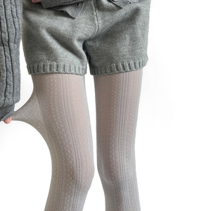 Collants Rétro à Rayures Verticales <span class=keywords><strong>Jacquard</strong></span> en Dentelle Gris Clair Amincissants en Coton Moyen Séchage Rapide Style Français Polyvalents pour Femme - Product Image 3