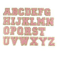 Patchs lettre scintillante de Chenille 5 pièces, serviette avec Logo personnalisé pour sac