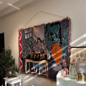 Jetés tissés décoratifs de haute qualité, d'artistes célèbres, magnifiques, en jacquard, avec pompon - Product Image 2
