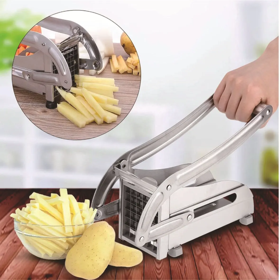 Manual French Fries Cutter Stainless Steel Potato Chips Maker French Fry Cutter Potato Slicer